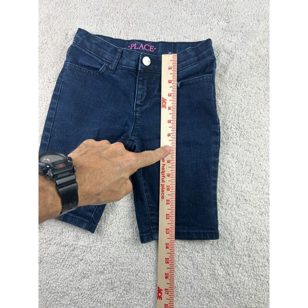 Childrens Place Girls‎ Denim Bermuda Shorts Size 6 Dark Wash Cotton/Spandex